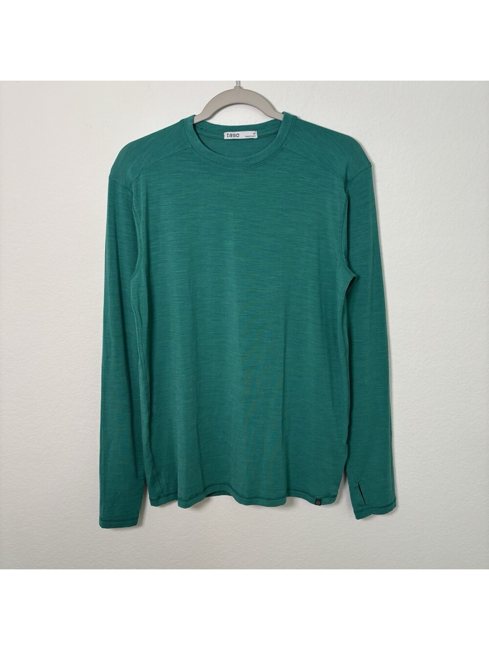 Tasc Performance Shirt Mens Medium Teal Bamboo Merino Wool Base Layer Hike GORP